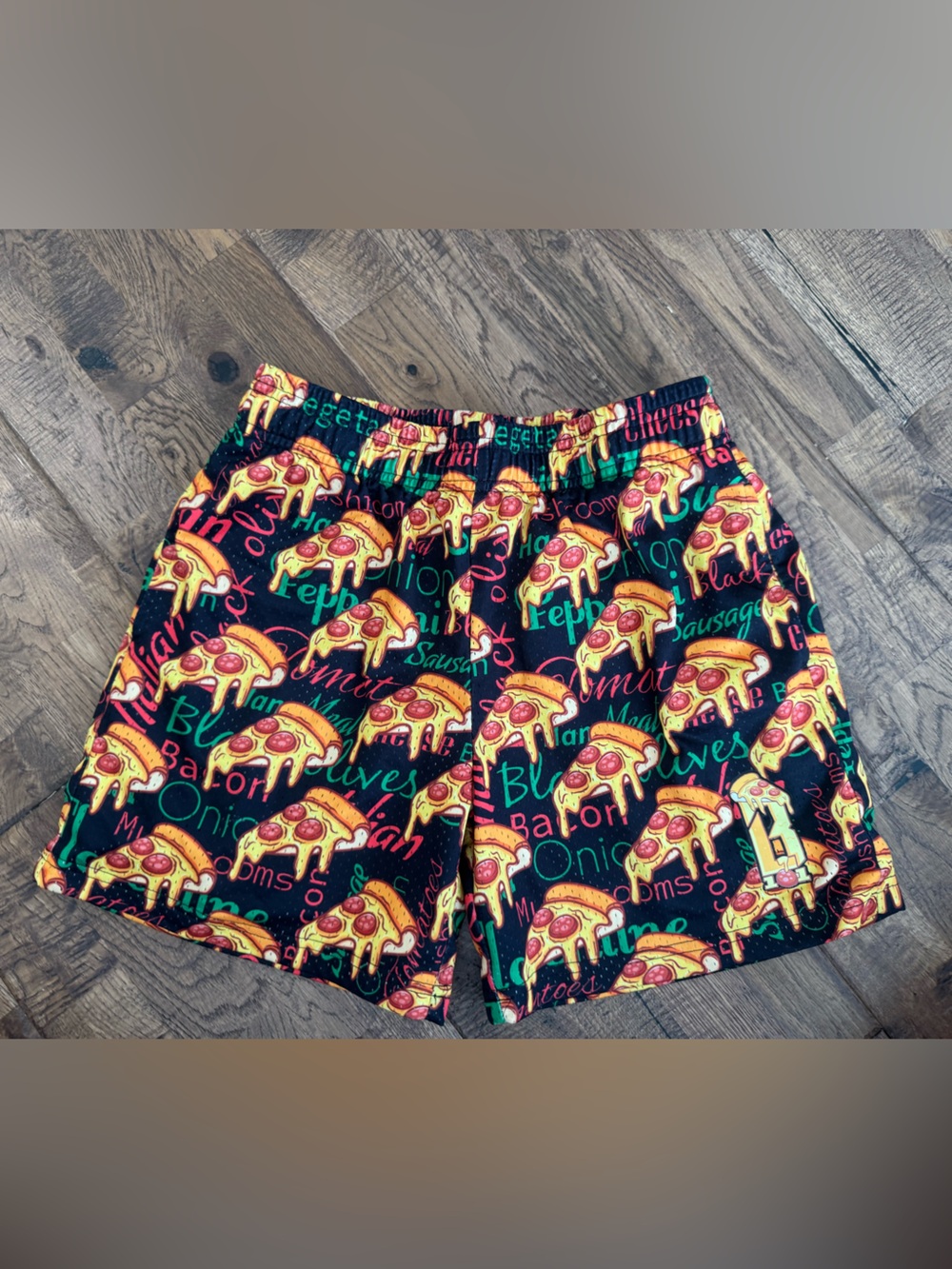 Baseball Lifestyle 101 Pizza Mesh Shorts Boys Youth Size L